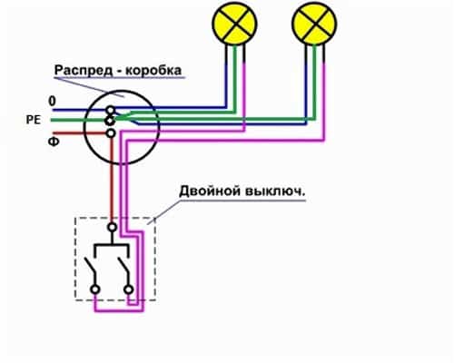 Подключение двухклавишной модели